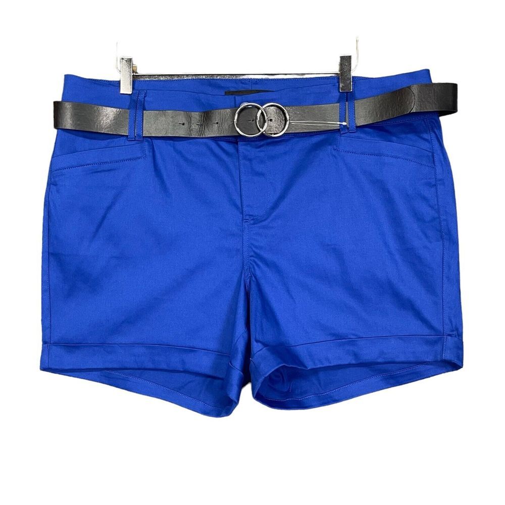 Torrid Shorts Size 20 Blue 5" Inseam Black Belt Cotton Stretch High Rise NWOT